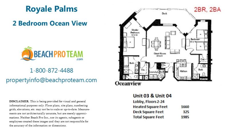 Royale Palms Floor Plan - 2 Bedroom Ocean View